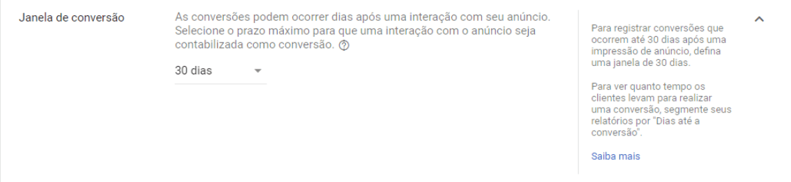janela de conversão