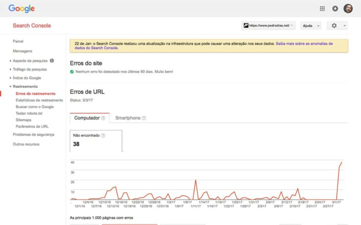 Print do Google Search Console 