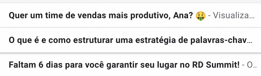 Captura de tela assunto de e-mail
