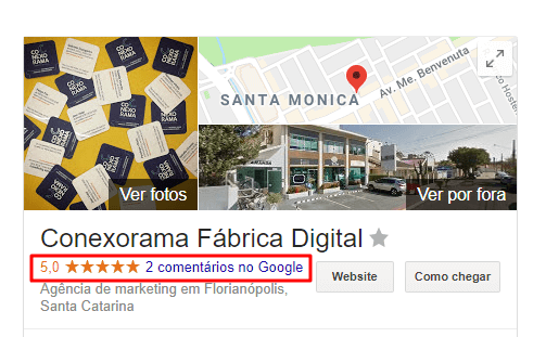 Print mostra a avaliação da Conexorama no GMN