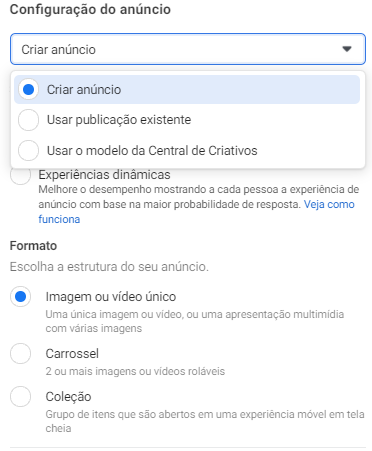 Print mostra onde você deverá configurar o anuncio