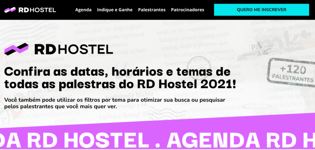 Captura de tela exemplo de evento online