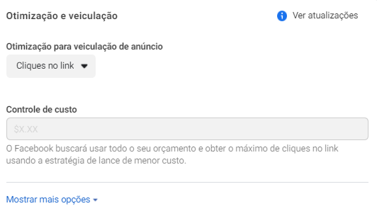 Print mostra onde realizar a otimização da veiculação de campanha