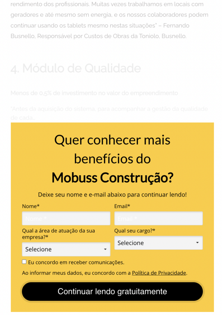 Captura de tela exemplo de página épica