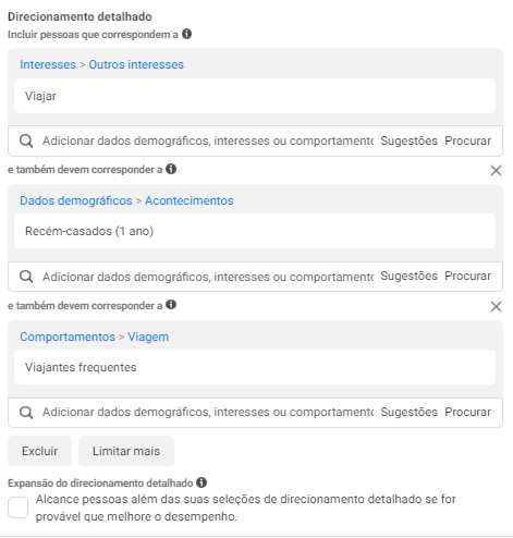Print mostra onde e como você pode refinar a sua campanha de Face Ads nas configurações da ferramenta