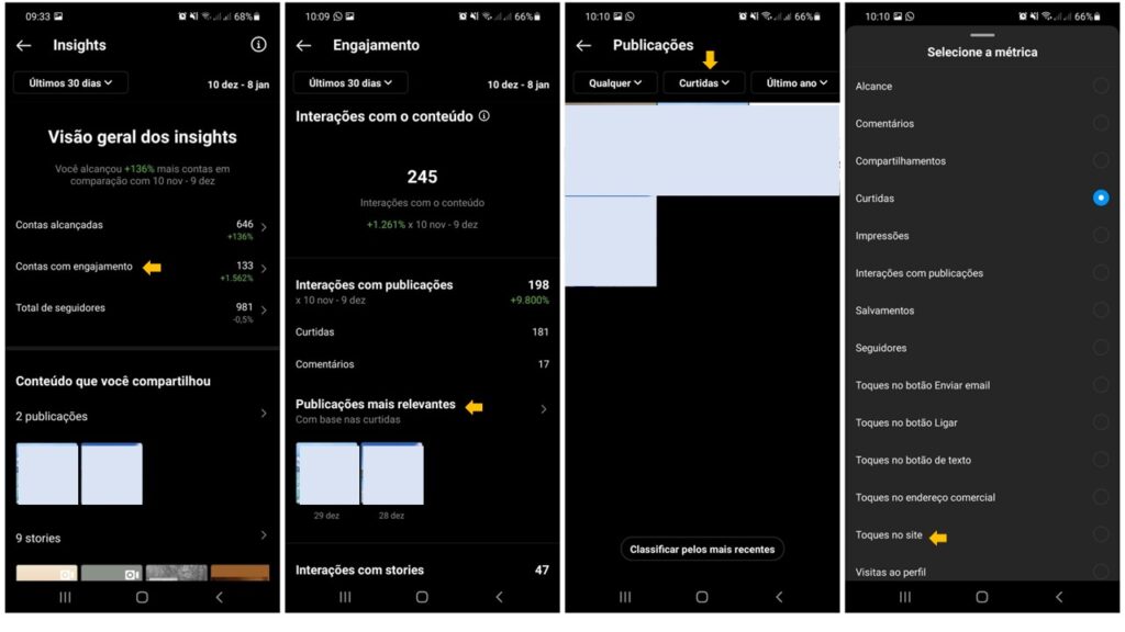 captura de tela do instagram mostrando a quantidade de cliques alcançados em publicações