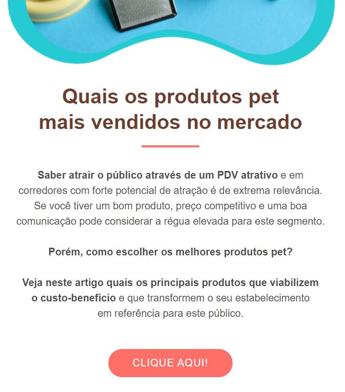 Layout de email com CTA na cor rosa, diferenciado do restante do email