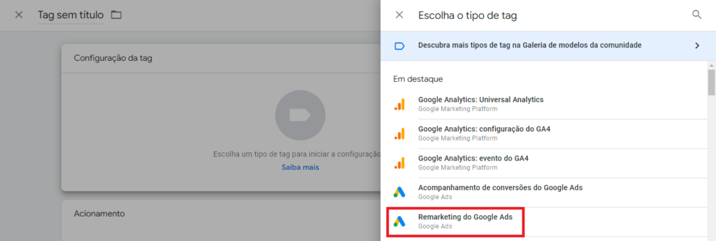 Captura de tela remarketing google ads