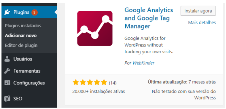 Plugin do Google Analytics no WordPress