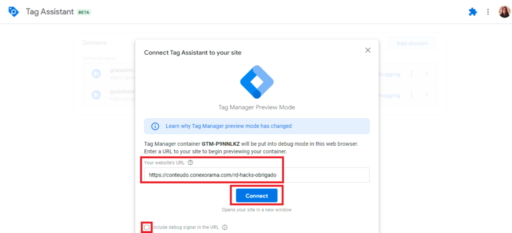 Captura de tela tag assistant google ads